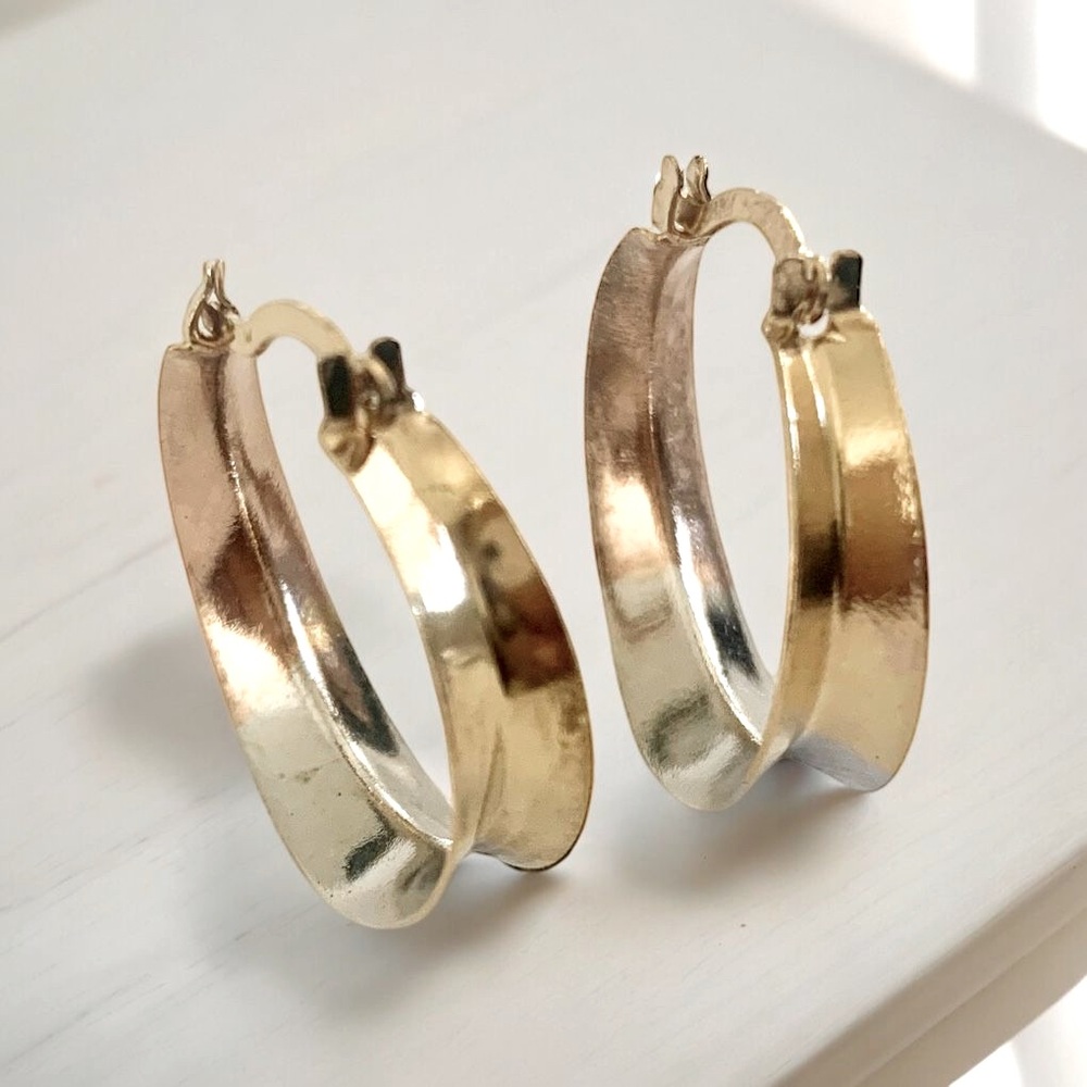 BRAND NEW 24 KT TRICOLOR GOLD PLATED HOOP EARRINGS FOR WOMEN